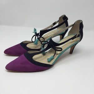 Boden Suede T-Strap Kitten Heels Size 39